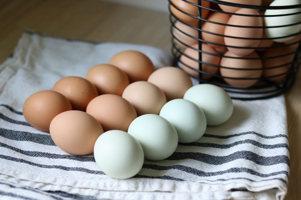 fresh farm eggs in basket